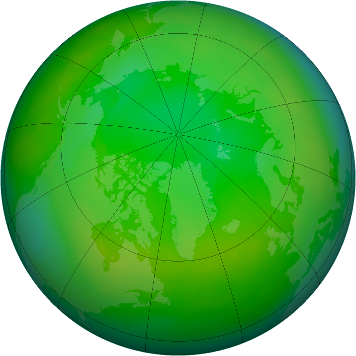 Arctic ozone map for July 1985